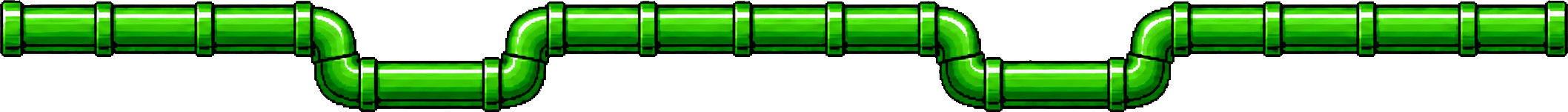 A green pixel-art plumbing pipeline running across the page